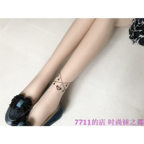 Women sexy Silk stockings super thin pantynose tattoo shade free shipping heart lock