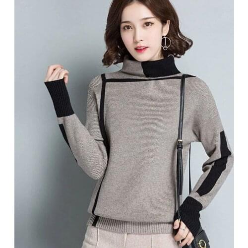 Women Sweater Long Sleeve Jumpers Knitwear 2021Autumn winter Turtleneck Pullovers Knitted Sweaters Female Casual bottoming shirt