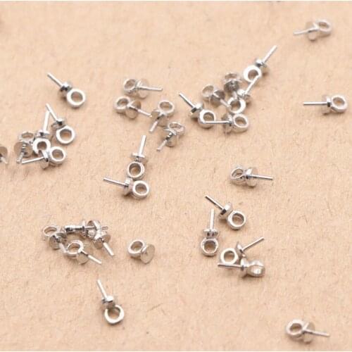 100PCS/lot Silver Color DIY Pearl Earring Back Setting Base Tip Cap Dangle Pendant Hanger Jewelry Findings Accessories Part A902