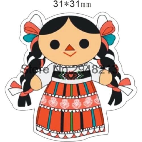 31x31mm Cartoon Mexico Girl resin Flatback Resin Planar Cabochon for DIY Craft Embellishments 50pcs/lot RET1579-1