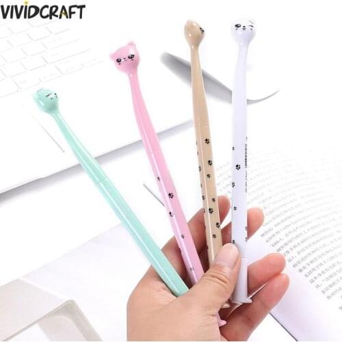 4pcs/set Cute Cartoon High Cat Black Neutral Pen Material Stationery Random School Color Office Escolar Supplies Creative X2Y8