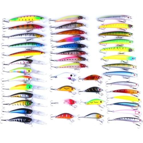 43pcs/set Mix 6 models Fishing Lures Set Minnow Fishing Wobblers Crankbait Bass Bait Mixed Size Plastic Hard Fishing Tackle