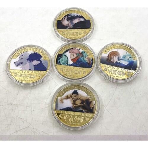 5 type Select New Japanese Anime Jujutsu Kaisen Yuji Itadori&Gojo Satoru Gold plated coin for collection