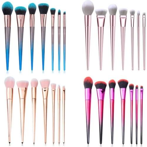 7PCS Large Makeup Brush Set Gradient Diamond Concealer Blush Powder Blend Cosmetic Make Up Brushes Eyeshadow Highlighter Brush