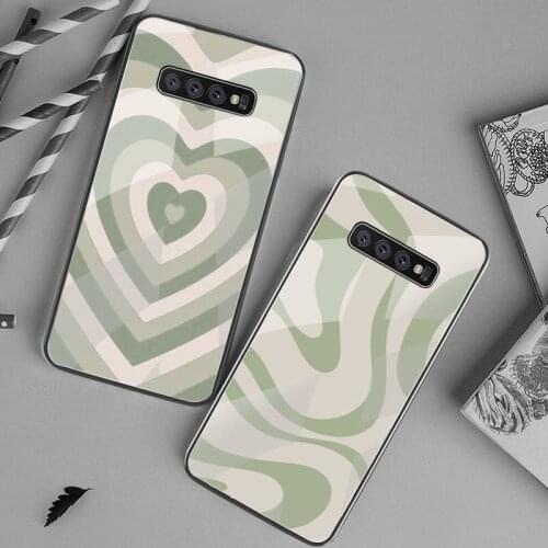 Abstract art liquid Swirl in Light Sage Green Phone Cases Tempered Glass For Samsung S20 Plus S7 S8 S9 S10 Plus Note 8 9 10 Plus
