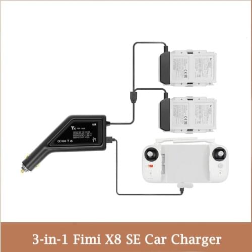 3 in1 Car Charger Adapter Lipo Battery Remote Controller Charger Fast Charging for FIMI X8 SE RC Quadcopter Lipo Battery