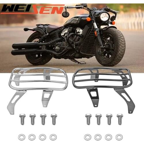 For Indian Scout Bobber 2018-2021 Motorcycle Accessories Solo Rear Luggage Rack Chrome & Gloss Black Steel Tube Easily Bolt On
