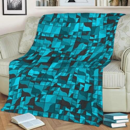 Abstract Geometric Pattern 3D Printed Velvet Plush Throw Fleece Blanket Bedspread Sherpa Blanket Home Decora