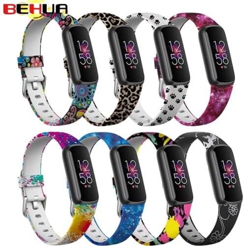 BEHUA Wristband Printed Silicone Strap For Fitbit Luxe Replacement Fashion Smart Watch Band Sport Bracelet Accessories Correa