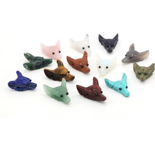 Natural Stone Beads Wolf Head Shape Semi-precious Stones Beads for Jewelry Making DIY Bracelet Necklace Accessories Size 30x40mm