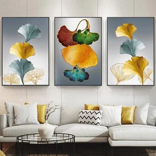 Plants Colorful Ginkgo Biloba Leaf Plant Abstract Painting Canvas Poster Modern Nordic Wall Art Print Picture Home Decoration