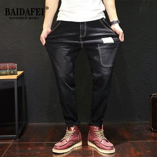 Oversized Jeans 42 44 46 48 Men Streetwear Hip Hop Cargo Joggers Jeans Male Elasticity Harlan Casual Denim Trousers