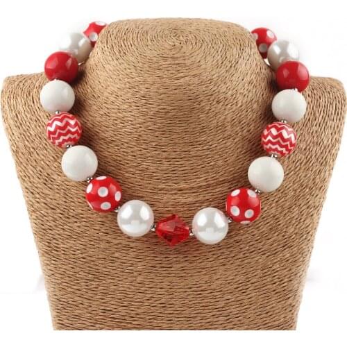 Europe Fashion Acrylic Beads Necklace Cheery Girls Love Pearl Chokers Necklace Women Crystal Chain Kids Bubblegum necklaceWX1050