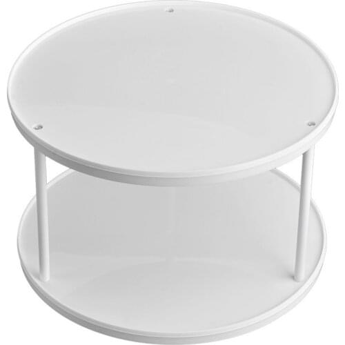 HOT-360 Degree Rotating 2 Tier Spices Fruit Tray Turning Table Cake Rack Home Kitchen Storage Rack