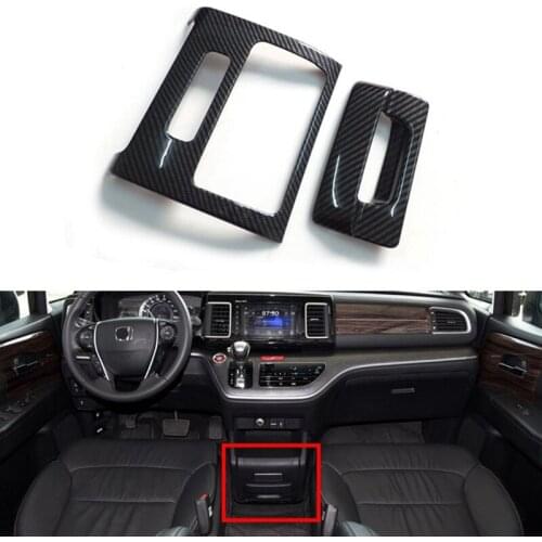 Car Carbon Fiber Interior Front Central Control Storage Box Cover Trim for Honda Elysion Odyssey 2015-2019