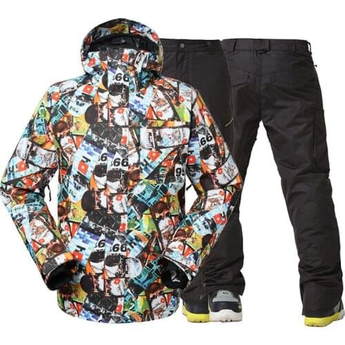 Brand GS Men Snow Wear Jackets and Strap Pants Outdoor Sports Snowboarding Costumes Waterproof Windproof Clothing Ski Suit Sets