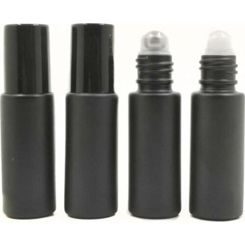 Refillable Thick 5ml 1/6oz Black Empty Roll on Glass Bottle for Fragrant Essential Oil BOTTEL METAL Roller Ball 300PCS/LOT#4608