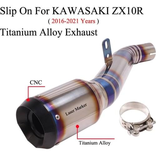 Motorcycle Exhaust Modified Escape Titanium Alloy Modify Link Pipe Muffler CNC Slip On For Kawasaki ZX-10R ZX10R 2016-2021 Years