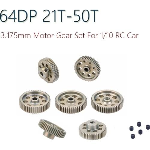 64DP 3.175mm 21T-25T/26T-30T/31T-35T/36T-40T/41T-45T/46T-50T Pinion Motor Gear For 1/10 RC Car Brushless Motor Off -Road Vehicle