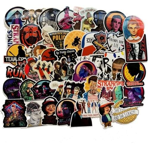 50pcs Stranger Things Stickers Pack Anime Pegatina For Children For Laptop Fridge Phone Skateboard Suitcase Funny Sticker F4