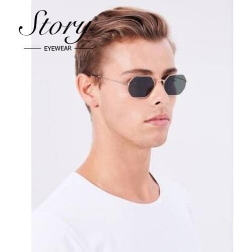 STORY Newest Sunglasses Women Mens Famous Brand Designer Small Hexagon Frame Sun Glasses Female Male Sexy lunette soleil homme