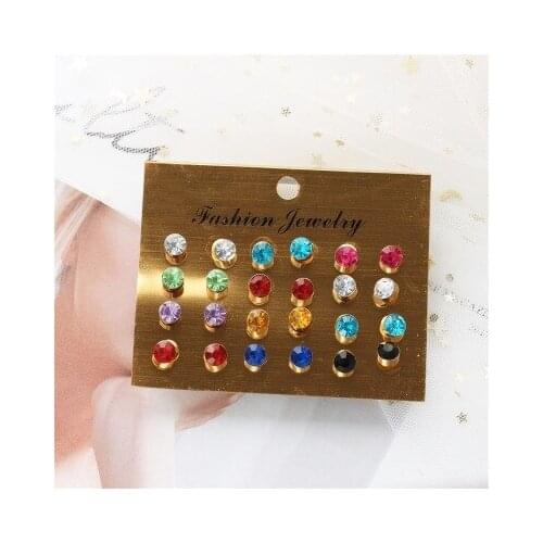 New fashion Small fresh color rhinestone earrings For Women girl Accessories jewelry wholesale