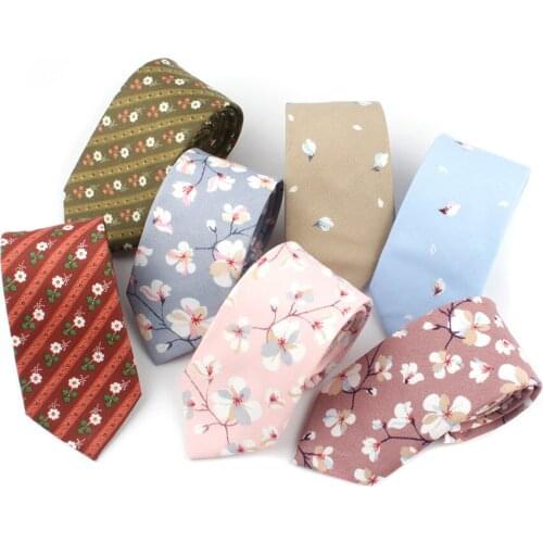 New Florals Tie For Men Women Cotton 6cm Casual Flower Print Skinny Neck Tie For Wedding Party Classic Suits Daily Wear Tie