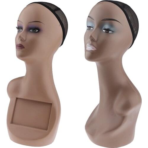 Freestanding Plastic Wig Styling Model Female Display Mannequin Head 19 Inch Wigs/Hats/Sunglasses/Jewelry Showcase 2Pcs