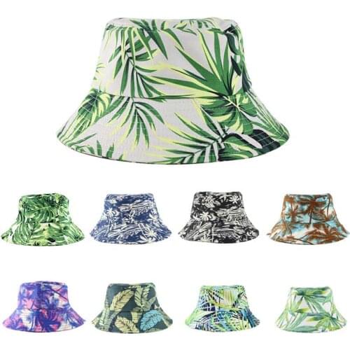 2021 Fashion Leaf Bucket Hats For Women Men Cotton Summer Hats Outdoor Street Digital Printing Sunscreen Sun Hat Men Panama Cap