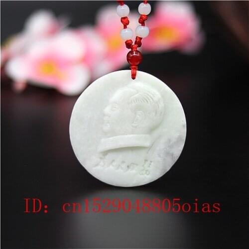 Natural White Chines Jade Maozedong Pendant Necklace Charm Jewellery Fashion Accessories Carved Amulet Gifts for Women Men