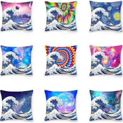 Ancient Great Japanese Wave Pillowcase 3D Retro Style Print Pillow Covers Bedroom Sofa Car Cushion Cover Decorative 45x45cm