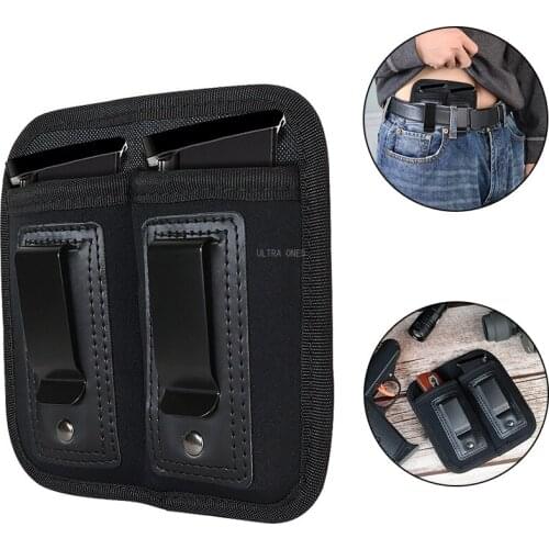 Tactical Double Gun Magazine Pouch Shooting Huntng Cs Army Combat Military 9mm Concealed Carry Pistol Mag Bag Holster with Clip