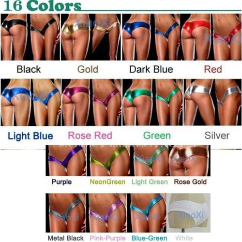 Candy Color Patent Leather Low Waist Briefs Women Sexy Gstring Ladies Thong Underpants PU Panties Shiny Lingerie Short Underwear
