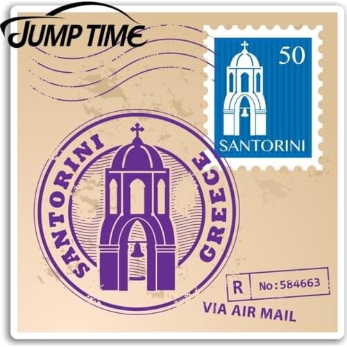 Jump Time for Santorini Greece Greek Vinyl Stickers Laptop Travel Sticker Gift Truck Window Bumper Decal Waterproof Accessories