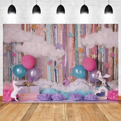Yeele Unicorn Balloon Gift Cloud Room Newborn Baby Birthday Party Photography Backdrop Vinyl Background For Photo Studio Poster