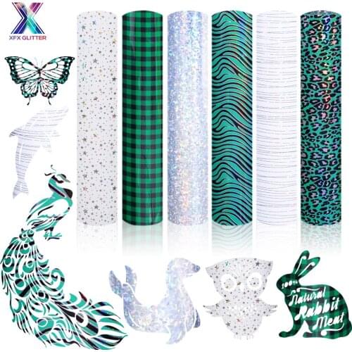 XFX HTV 6 Sheets Heat Transfer Vinyl 12X10In Christmas Decoration Print HTV Iron on Vinyl for T-Shirts DIY HTV Adhesive Vinyl