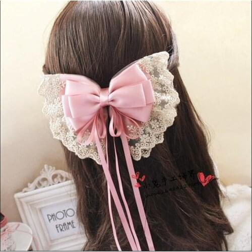 1pcs Women Girls Lace Ribbon Hair Accessories Hair Bow Clips with Large Hairpins Boutique Hairclips B494