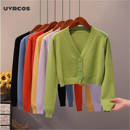 Autumn 2021 Womens Clothing Knit Cardigan Crop Top Open Stitch Sweater Coat Loose Womens Sweater Short Cardigan Tops