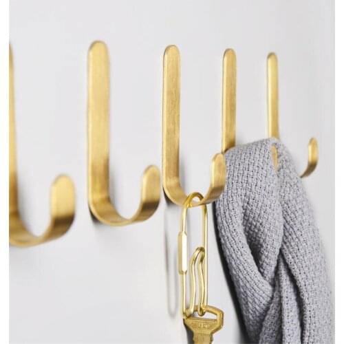 Gold Copper Hook Brushed for Bathroom Hook Wall Cloth Hooks Cabinet Handles Furniture Hardware