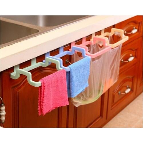 1PC Hanging Trash Rubbish Bag Holder Papelera Garbage Rack Cupboard Cabinet Storage Rag Hanger Trash Can Bin OK 0577