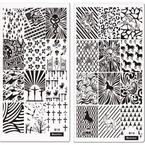 10Pcs/lot DIY Manicure Template Unicorn Horses Shark Design Nail Stamping Plates Image for Polish Nail Stamp Mezerdoo B11-20