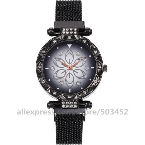 100pcs/lot 920639 Relojes Mujer Wholesale Flower Magnetic Watches Factory Price Clock No Logo Montre Femme