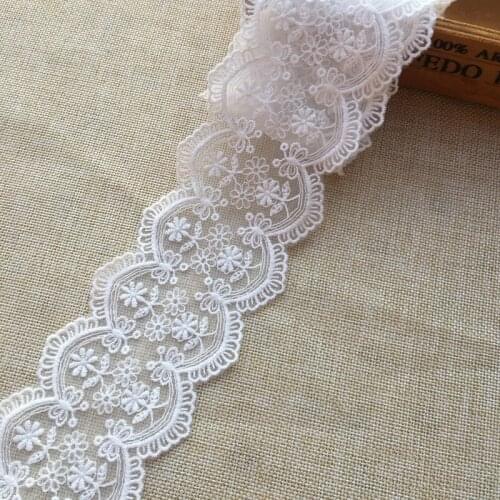 15Yards White Lace Trim Floral Applique Patch French Trimming Ribbon for DIY Crafts Tablecloth Wedding Party