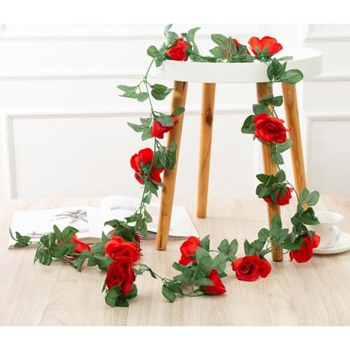 2.2M Artificial Flower Silk Flowers Rose Leaf Garland Vine Ivy Wedding Decor For Wedding Decoration Dried Rose Vines Home Garden