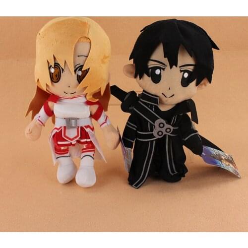 2 Styles 28cm Cute Sword Art Online SAO Kirigaya Kazuto Plush Toy Kirito Asuna Soft Stuffed Doll Toys For Kids Gifts