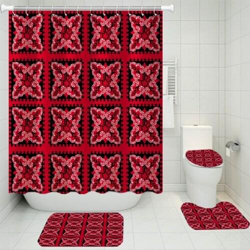 3D Print Eurporean Pattern Golden Flower Shower Curtains Sets Bohemian Carpet Christmas Gift Toilet Mat Bathroom Set 3/4Pieces