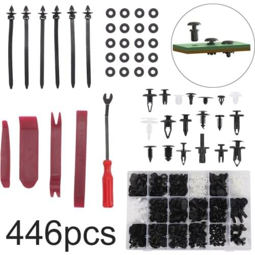 446Pcs Car Retainer Clips Fasteners Push Trim Clips Pin Rivet Bumper Kit Tool For GM Ford Chrysler Toyota Lexus Mazda Honda
