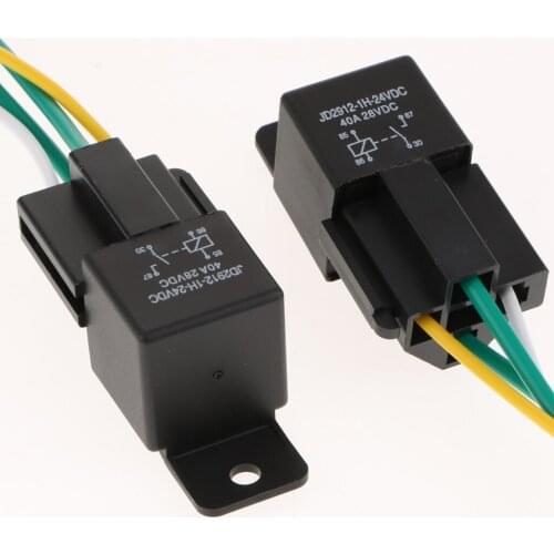 5X 4Pin 40A Wire Relay Socket Harness Connector Control W/ Wires 24V