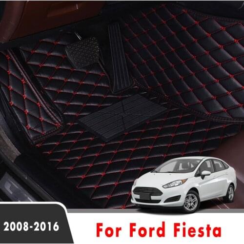 Car Floor Mats For Ford Fiesta 2016 2015 2014 2013 2012 2011 2010 2009 2008 Leather Carpets Auto Interior Waterproof Decoration