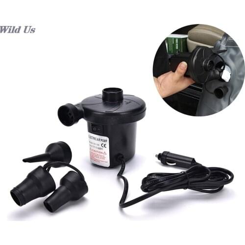 12V Car Inflatable Pump Car Auto DC Electric Air Pump Inflator + 3 Nozzles AirBed Mattress Boat High Quality